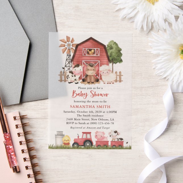 Invitations En Vélin Farm Animals, Cute Animals, Red Barn, Baby Shower (Mariage)