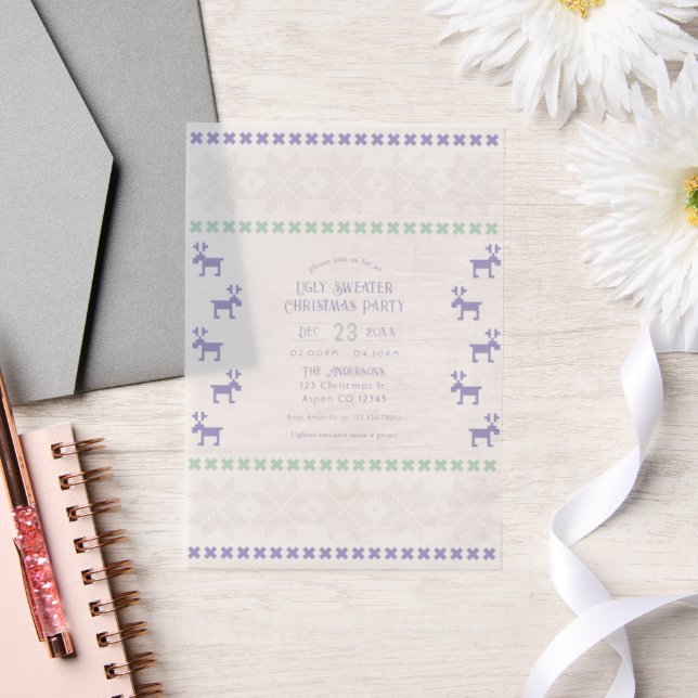 Invitations En Vélin Fée de givre Sweater Laid de Noël (Mariage)