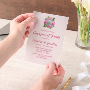 Invitations En Vélin Fête de fiançailles bouquet de pivoines