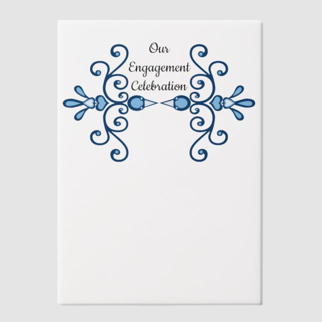 Invitations En Vélin Fête de fiançailles de deux tourtereaux (Recto)