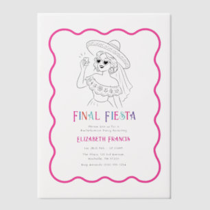 Invitations En Vélin Fête de Fiançailles Rose Fiesta Finale Colorée