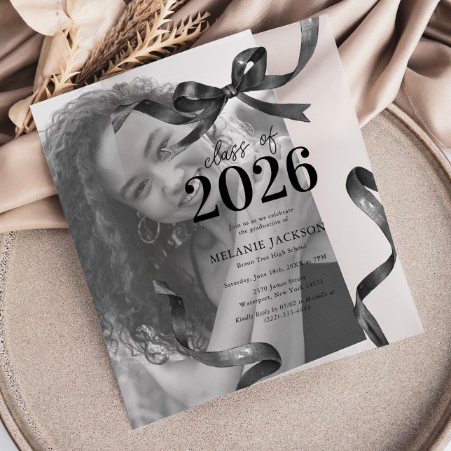 Invitations En Vélin Fête de fin d'études au nœud élégant (Créateur téléchargé)