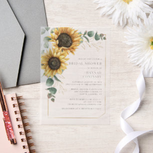 Invitations En Vélin Fête de mariage floral tournesol élégant