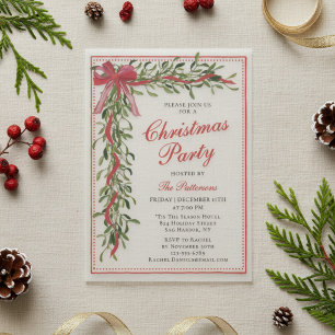 Invitations En Vélin Fête de Noël Gui Moderne Ruban Fête de vacances