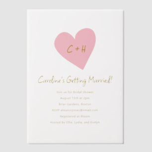 Invitations En Vélin Fête des mariées minimaliste de l'amour du coeur r