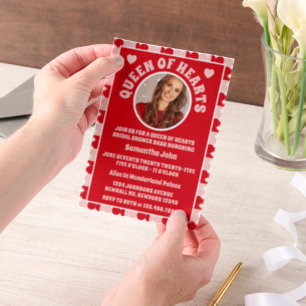 Invitations En Vélin Fête des mariées Retro Queen Of Hearts Photo
