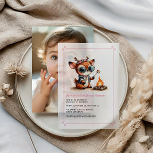 Invitations En Vélin Fête du 1er anniversaire de Deer Girl « One Happy 
