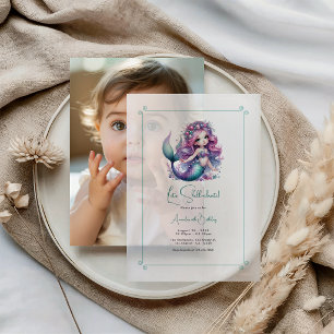 Invitations En Vélin Fêtons sous les mers ! Fête d'anniversaire Sirène
