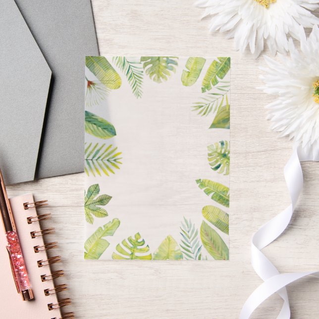 Invitations En Vélin Feuillage Vert Tropical  (Mariage)