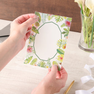 Invitations En Vélin Feuillage Vert Tropical Hibiscus Rouge