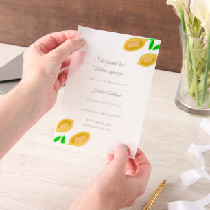 Invitations En Vélin feuilles de citron dessinées à la main ajoutent de