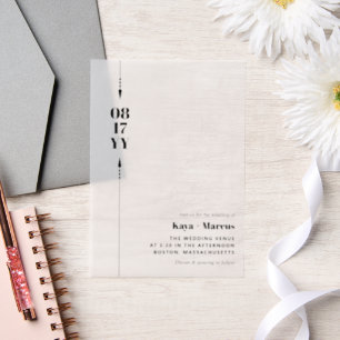 Invitations En Vélin Flèches noires et Mariage photo Date