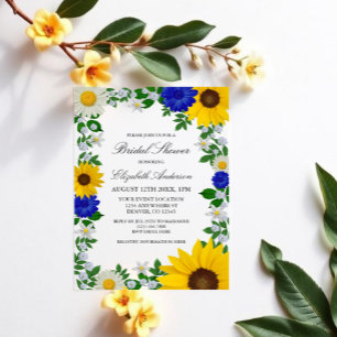 Invitations En Vélin Fleur de soleil rustique Fête des mariées florale