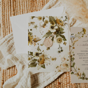 Invitations En Vélin Fleur sauvage boho d'automne Fleurs botaniques p