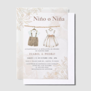 Invitations En Vélin Fleur sauvage Vêtements de bébé espagnol Révélatio