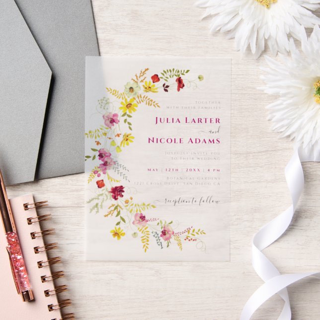 Invitations En Vélin Fleurs d'orchidées violettes sauvages Mariage phot (Mariage)