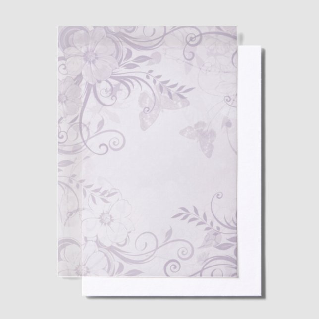 Invitations En Vélin Floral pourpre et torrents (Compenser)