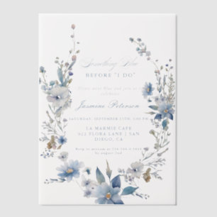 Invitations En Vélin Floral Quelque chose de bleu avant de faire Fête d