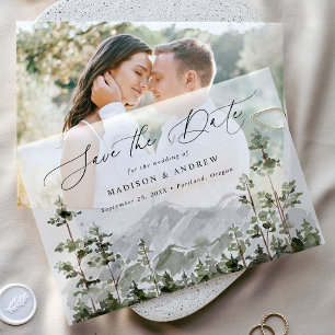 Invitations En Vélin Forêt de montagne de conifères rustique, Enregistr
