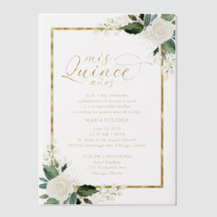 Invitations En Vélin Formules espagnoles pour Quinceanera rose or 