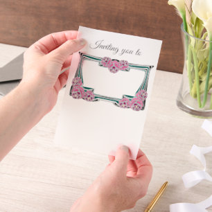 Invitations En Vélin Frontière rose Art Nouveau