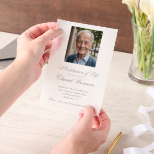 Invitations En Vélin Funérailles Mémorial Photo Élégante