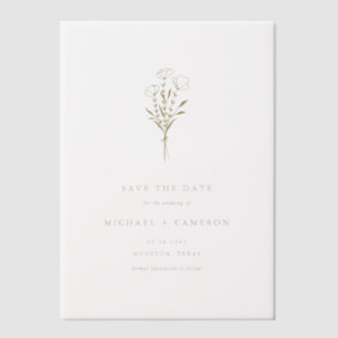 Invitations En Vélin Gold Minimalist Botanical Enregistrer la date