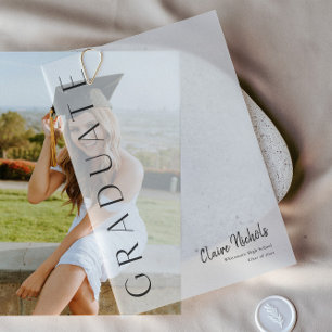 Invitations En Vélin Graduation photo verticale moderne