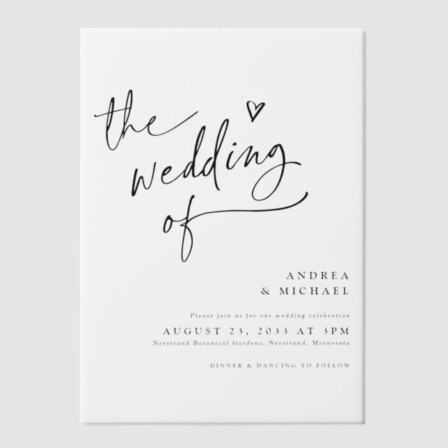 Invitations En Vélin Handwriting with Heart Modern Wedding (Recto)