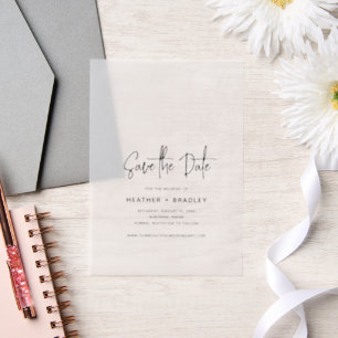 Invitations En Vélin Heather Elegant Photo Mariage moderne Enregistrer