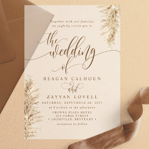 Invitations En Vélin Herbe de Pampa Mariage Exotique Calligraphie