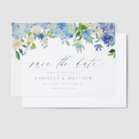 Hydrangeas Bleus et Roses Ivoire Save the Date