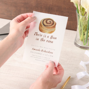 Invitations En Vélin Il y a un pain dans le Baby shower du four
