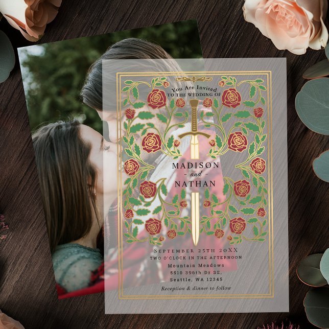 Invitations En Vélin Imaginaire médiéval de l'épée royale Mariage (Créateur téléchargé)