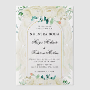 Invitations En Vélin Jardin Floral Blanc Nuestra Boda Mariage espagnol