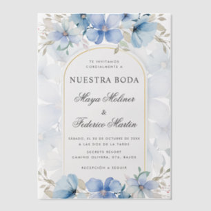 Invitations En Vélin Jardin Floral Bleu Nuestra Boda Mariage espagnol