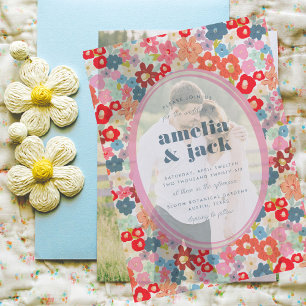 Invitations En Vélin Joie florissante Gras brillant Jardin floral Maria