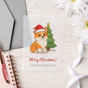 Invitations En Vélin Joli chien Corgi Chapeau Rouge avec insertion d'ar