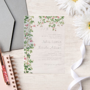 Invitations En Vélin Journal de style vintage mur ancien rose rose mari