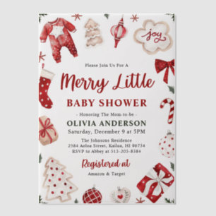 Invitations En Vélin Joyeux petit rouge hiver Noël Baby shower