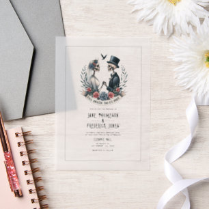 Invitations En Vélin "Jusqu'à ce que la mort nous sépare" Photo Mariage