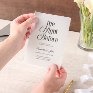 Invitations En Vélin La Nuit Avant le Dîner de Répétition Moderne Éléga