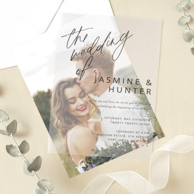 Invitations En Vélin Le Mariage de Minimal Moderne Écriture Mariage Noi (The Wedding of Minimal Modern Black Script Wedding Vellum Invitations)