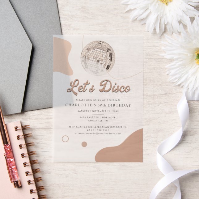 Invitations En Vélin Lets Disco Retro 30e fête d'anniversaire (Mariage)