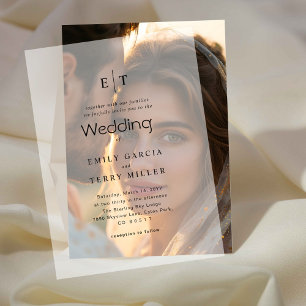 Invitations En Vélin L'heure d'or Grace moderne Monogramme Mariage