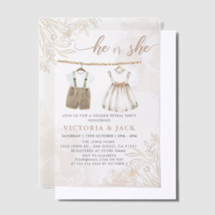 Invitations En Vélin Lui ou elle Fleur sauvage Vêtements de bébé Révéla