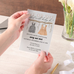 Invitations En Vélin Lui ou Elle, Qu'est-ce que le bébé sera ? Boho