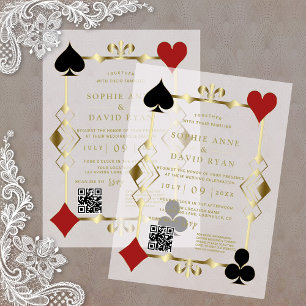 Invitations En Vélin Luxe QR Code Roaring 20s Art Déco Mariage