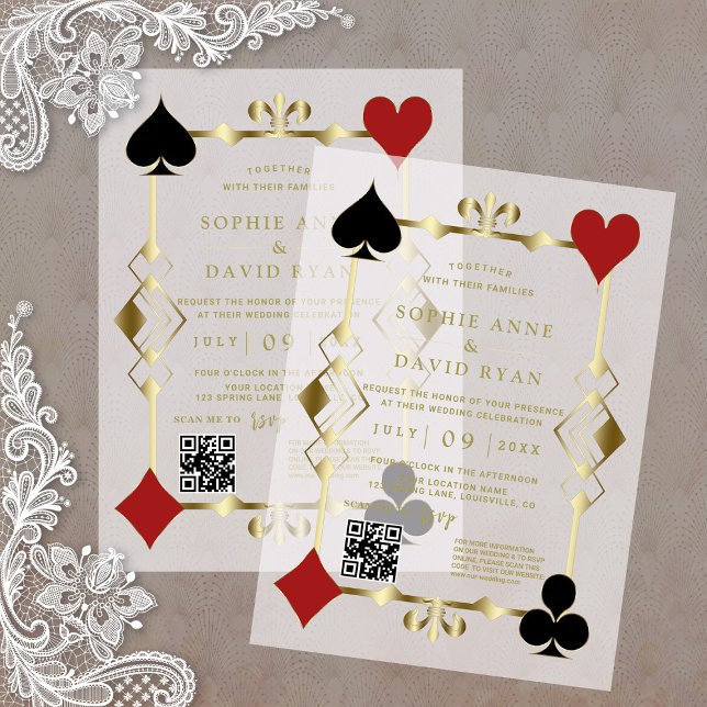 Invitations En Vélin Luxe QR Code Roaring 20s Art Déco Mariage (Créateur téléchargé)