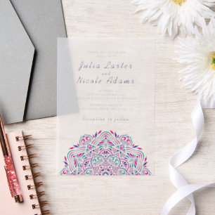 Invitations En Vélin Mandala de mariage en ordonnée d'arche de joyau pe